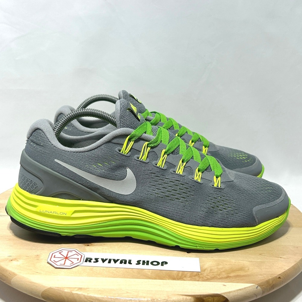 Nike Lunarglide 4 Grey Volt Green Colorway Running Shoes - Size 10 / 44 EUR